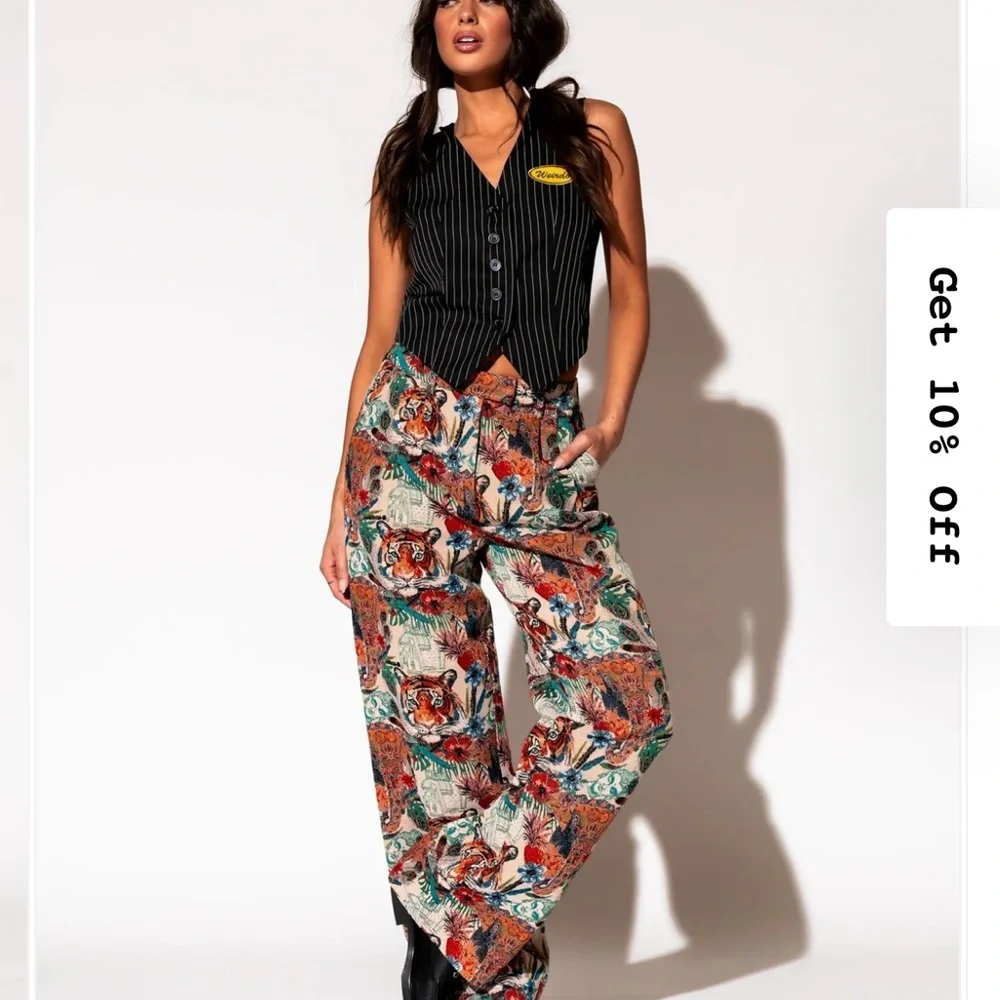 Dressed in La La Wild Soul Tiger Jacquard Trousers - Picture 5 of 8